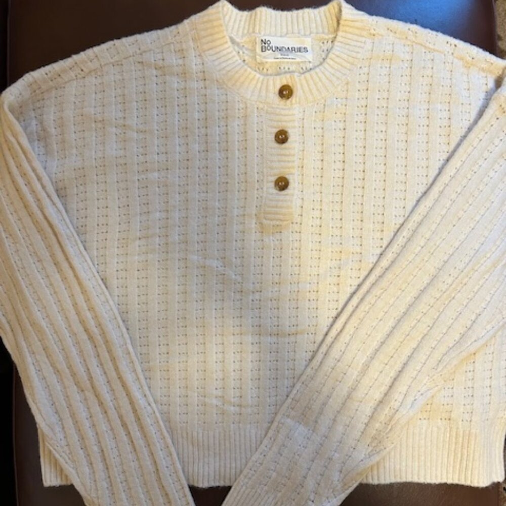 Misses Drop Shoulder Henley Sweater - Size M (8-10)